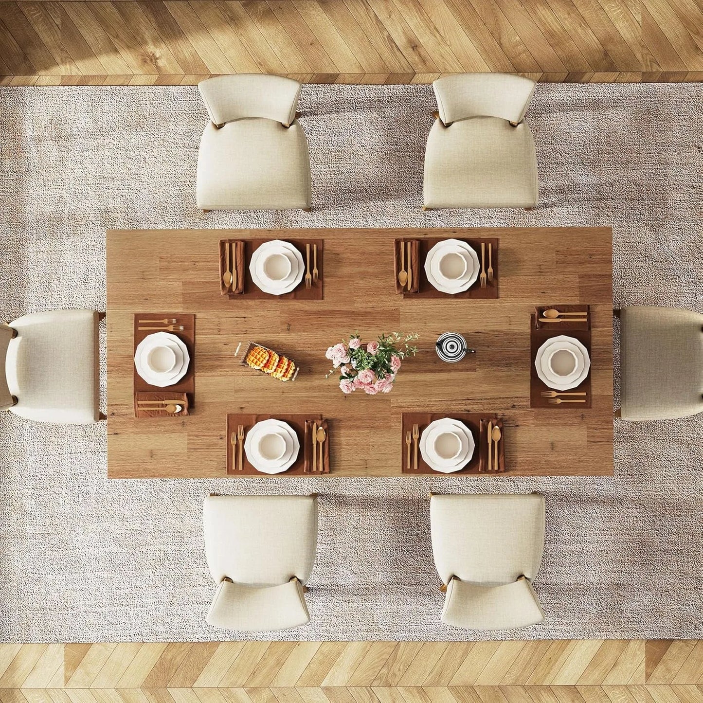 63-inch Farmhouse Kitchen Table with Large Tabletop