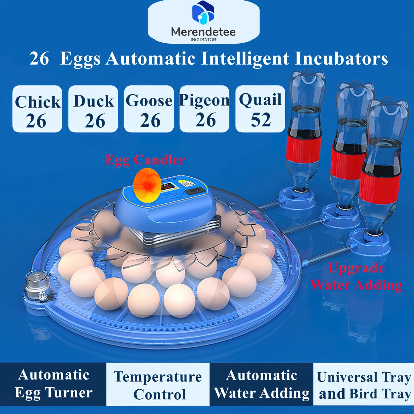 26-52 Eggs Automatic Incubator, Upgrade Automatic Water Adding