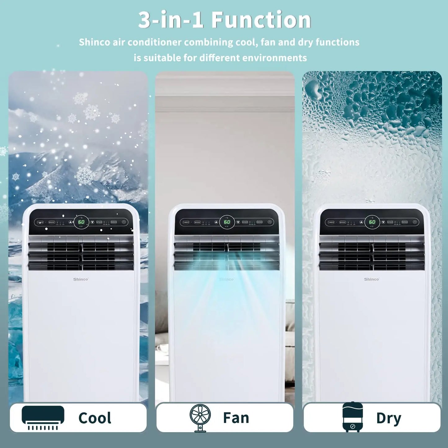 12,000 BTU, Portable AC Unit with Built-in Cool