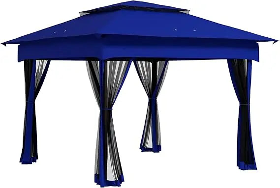11' x 11'Outdoor Patio Gazebo Shelter with Removable Zipper Netting,
