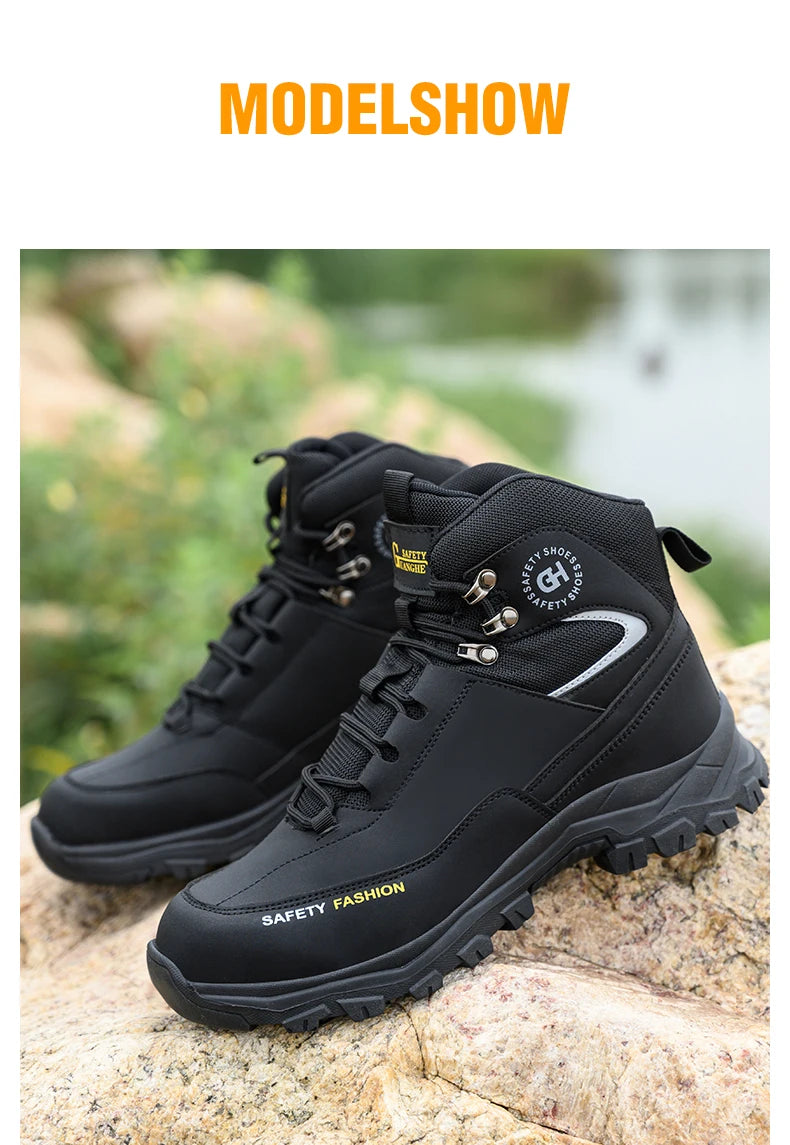 High Top Safety Shoes Men Steel Toe Work boots