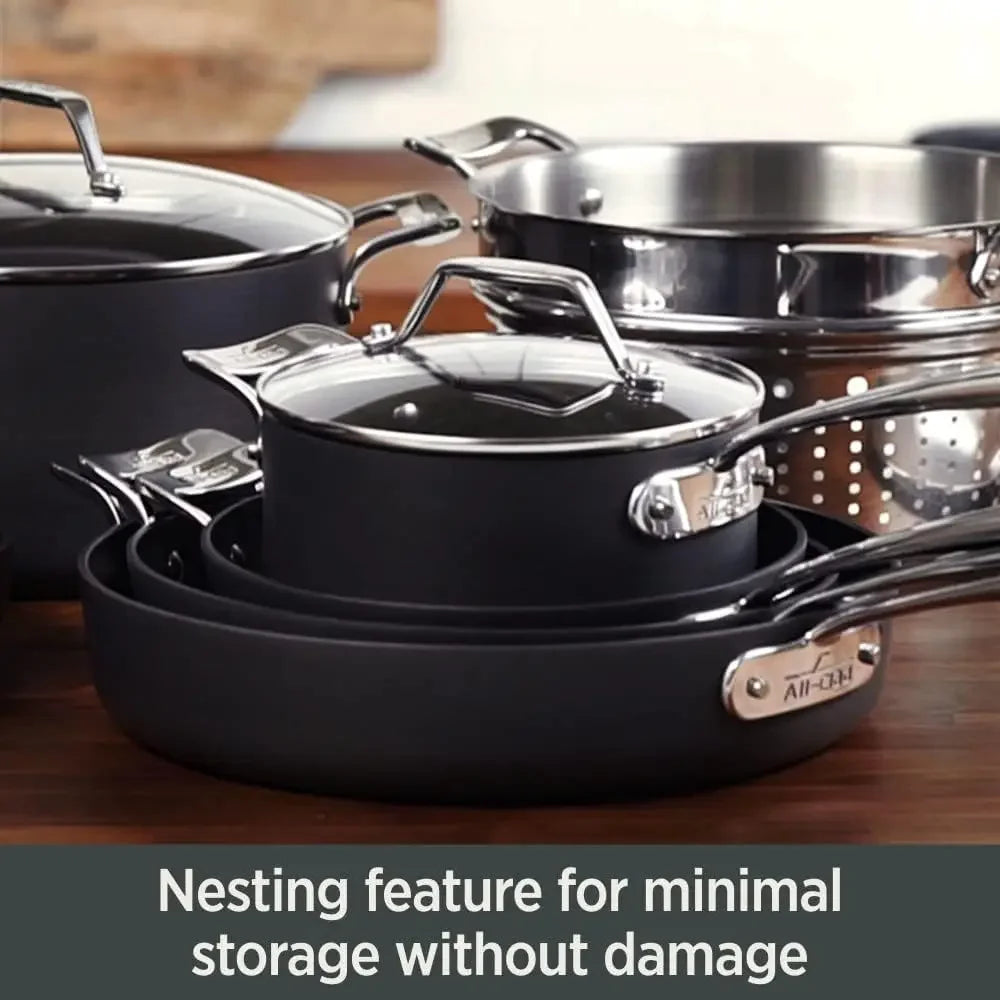 4 Piece Hard Anodized Nonstick Saucepan Set