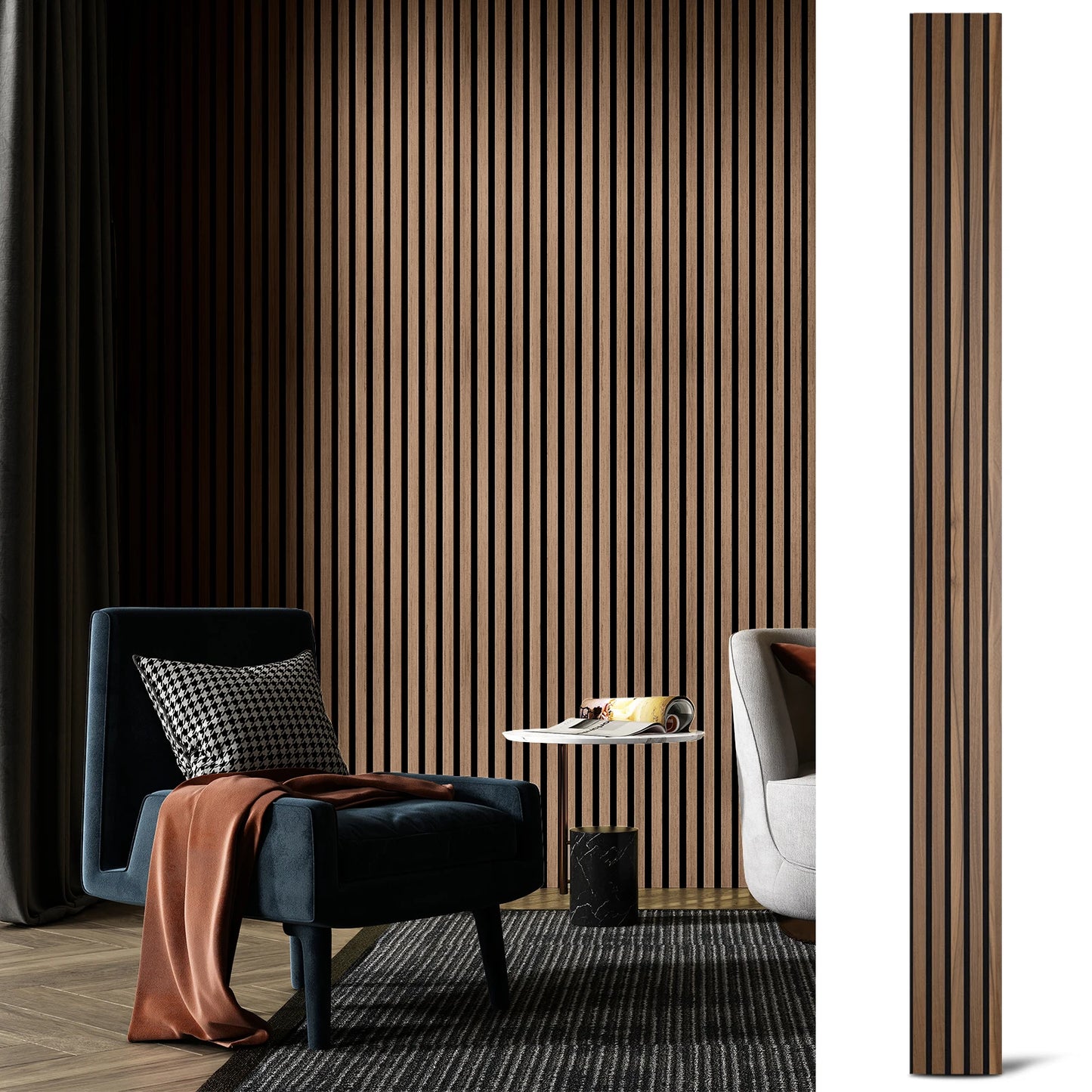 94.5x7.9-inch 4PCS Wood Noise Reduction 3D Textured Wall Panels