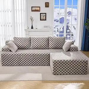 Modular Sectional Sofa Couches L-Shape Couch 3 Seat Modular Sofa Memory Foam Sectional Couches for Living Room, Cloud Couch with