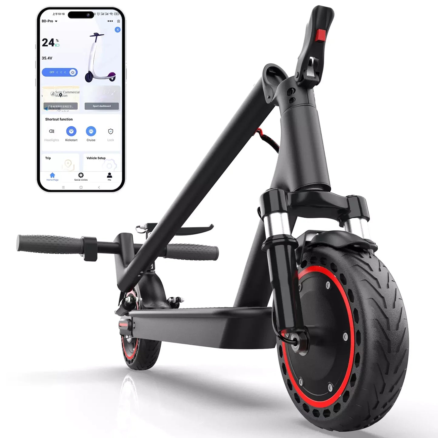 Smart Control Electric Scooter 16miles Max Range for Adult