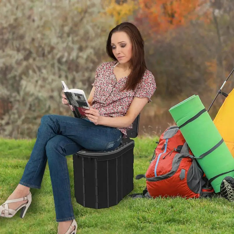 Folding Portable Potty Car Toilet With 15 Trash Bags