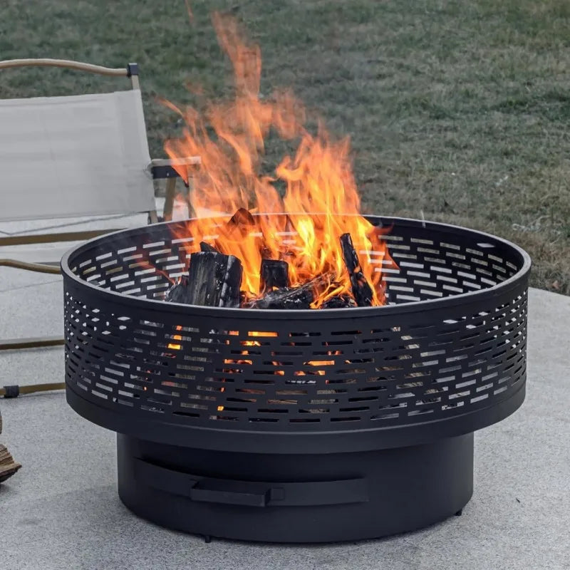 32" Wood Burning Fire Pits with Grill & Lid