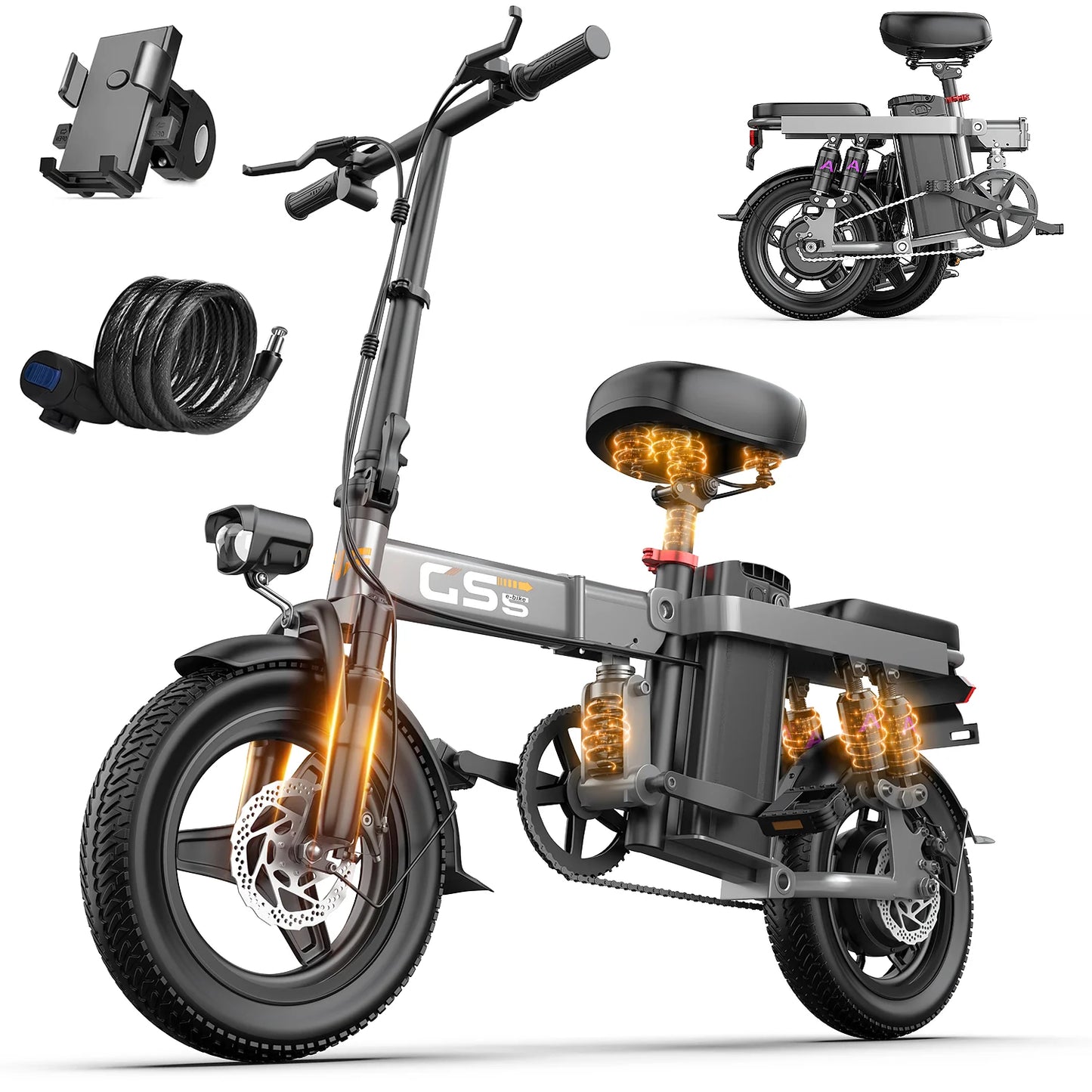 Folding Electric Bike for Adults Teens, 750W Peak Motor