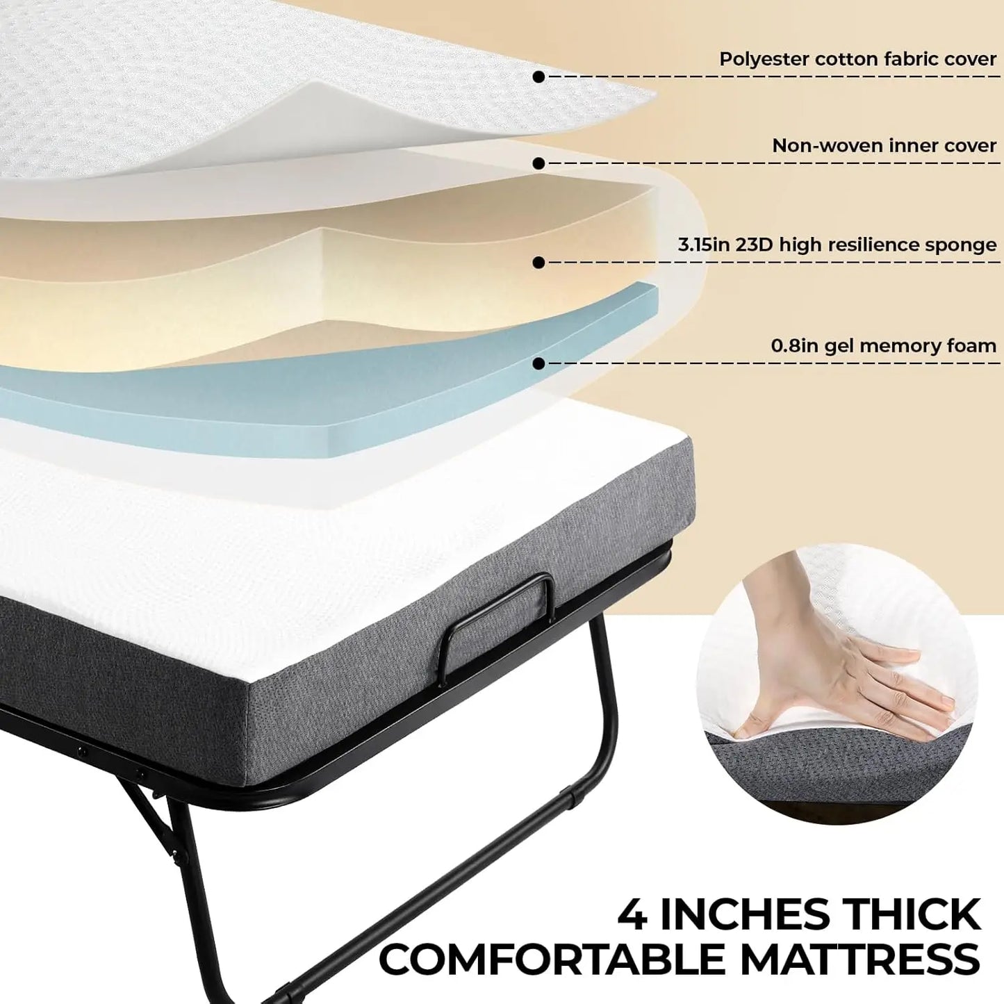 Rollaway Folding Bed with Mattress