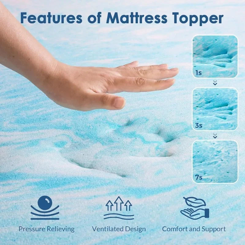 2 Inch Gel Memory Foam Bed Topper for Queen Size Bed