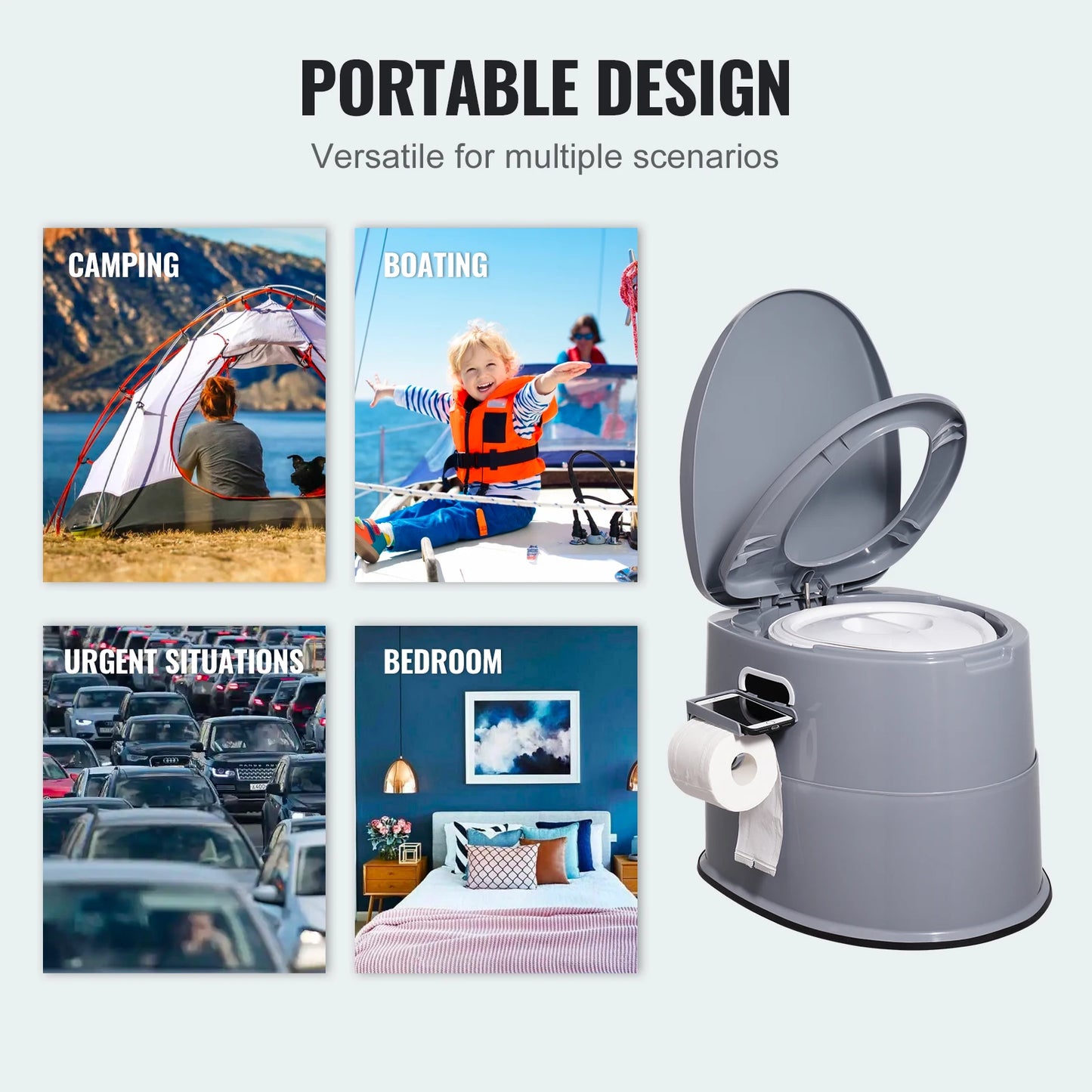 Portable Toilet for Camping with 1.3G Detachable Inner Bucket