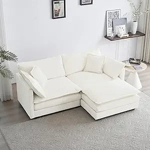 76.7" Convertible Modern L Shaped Sofa Set with Ottoman