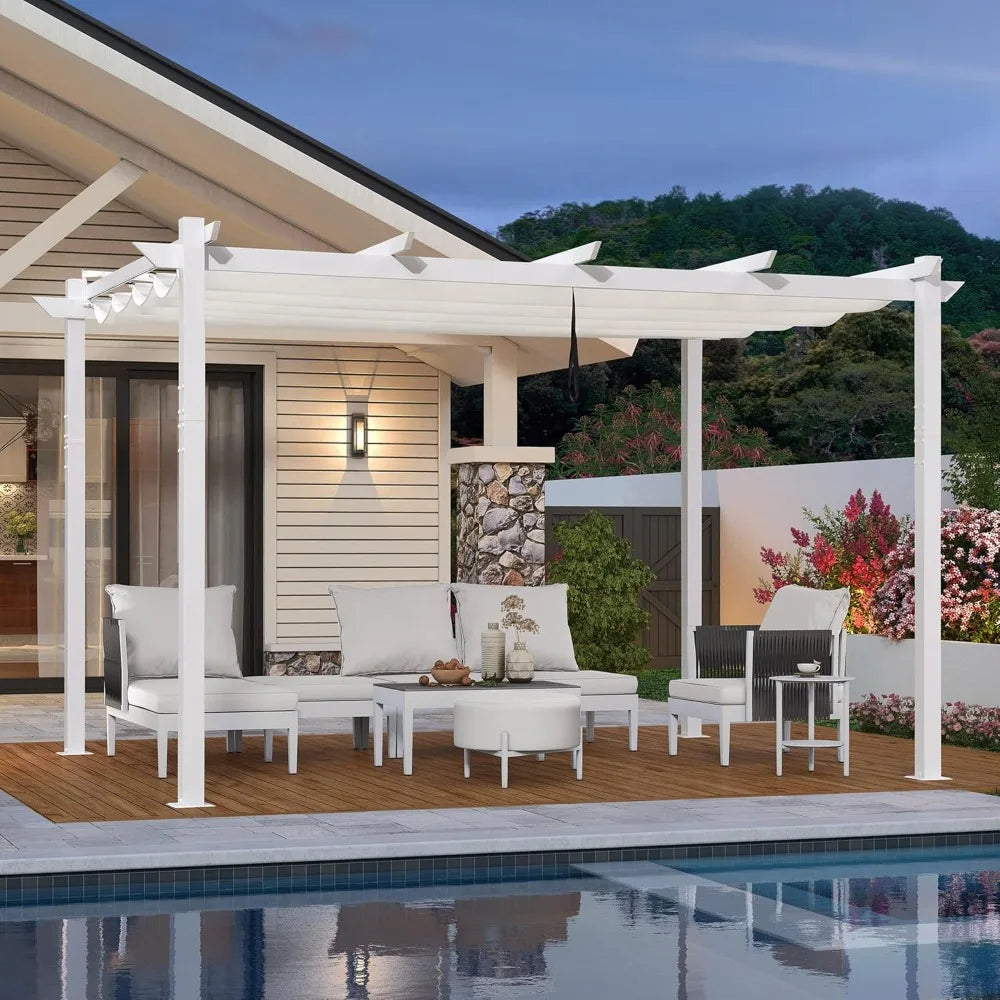 10' X 13' Outdoor Aluminum Heavy-Duty Retractable Pergola