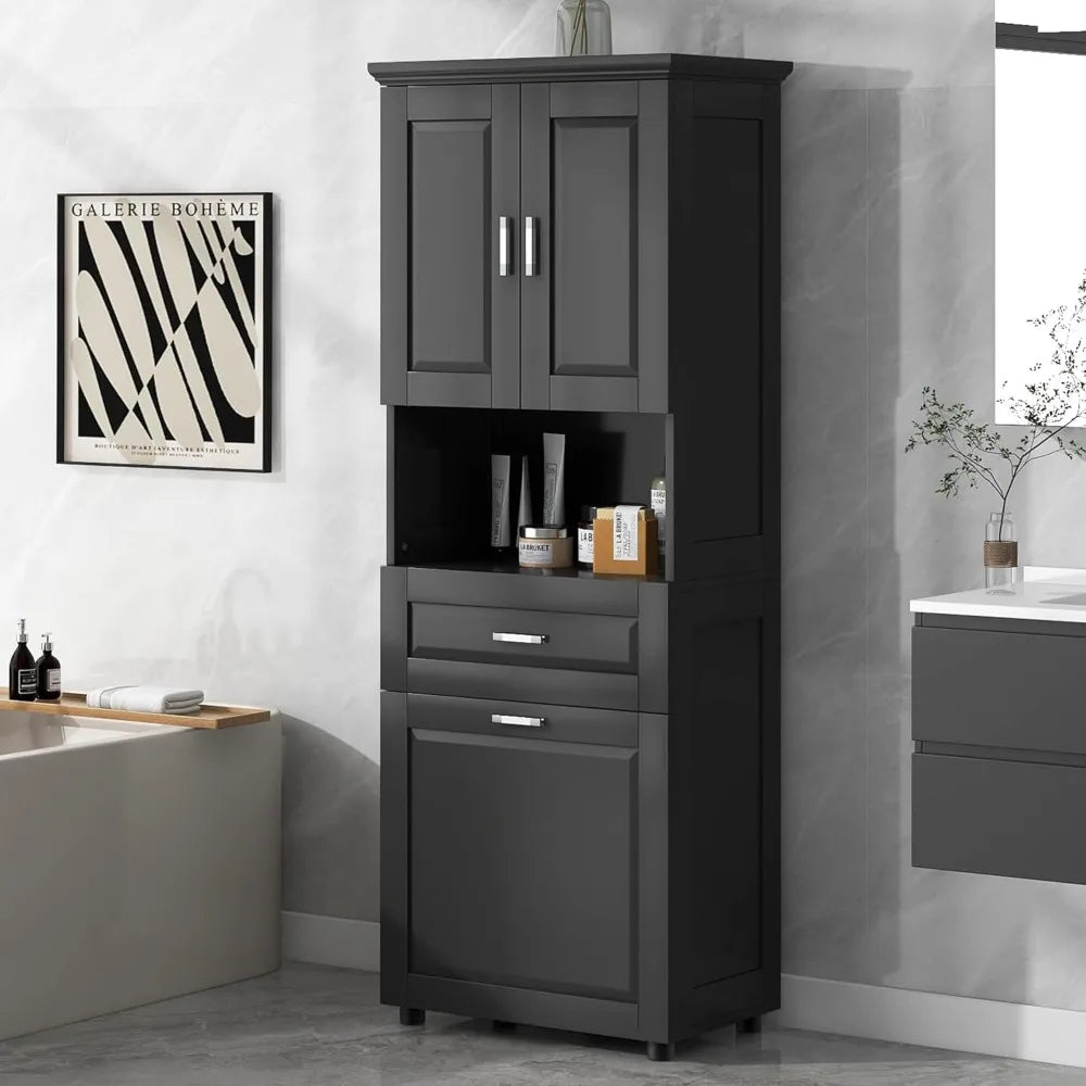Laundry Cabinet with Tilt Out Laundry Hamper and Drawers