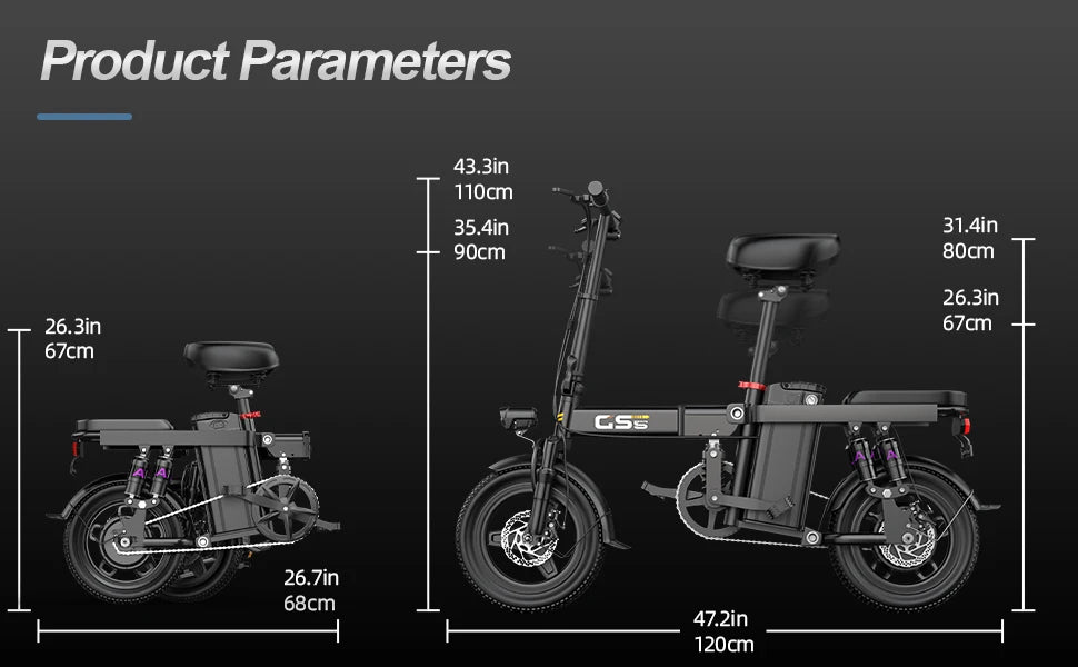 Folding Electric Bike for Adults Teens, 750W Peak Motor