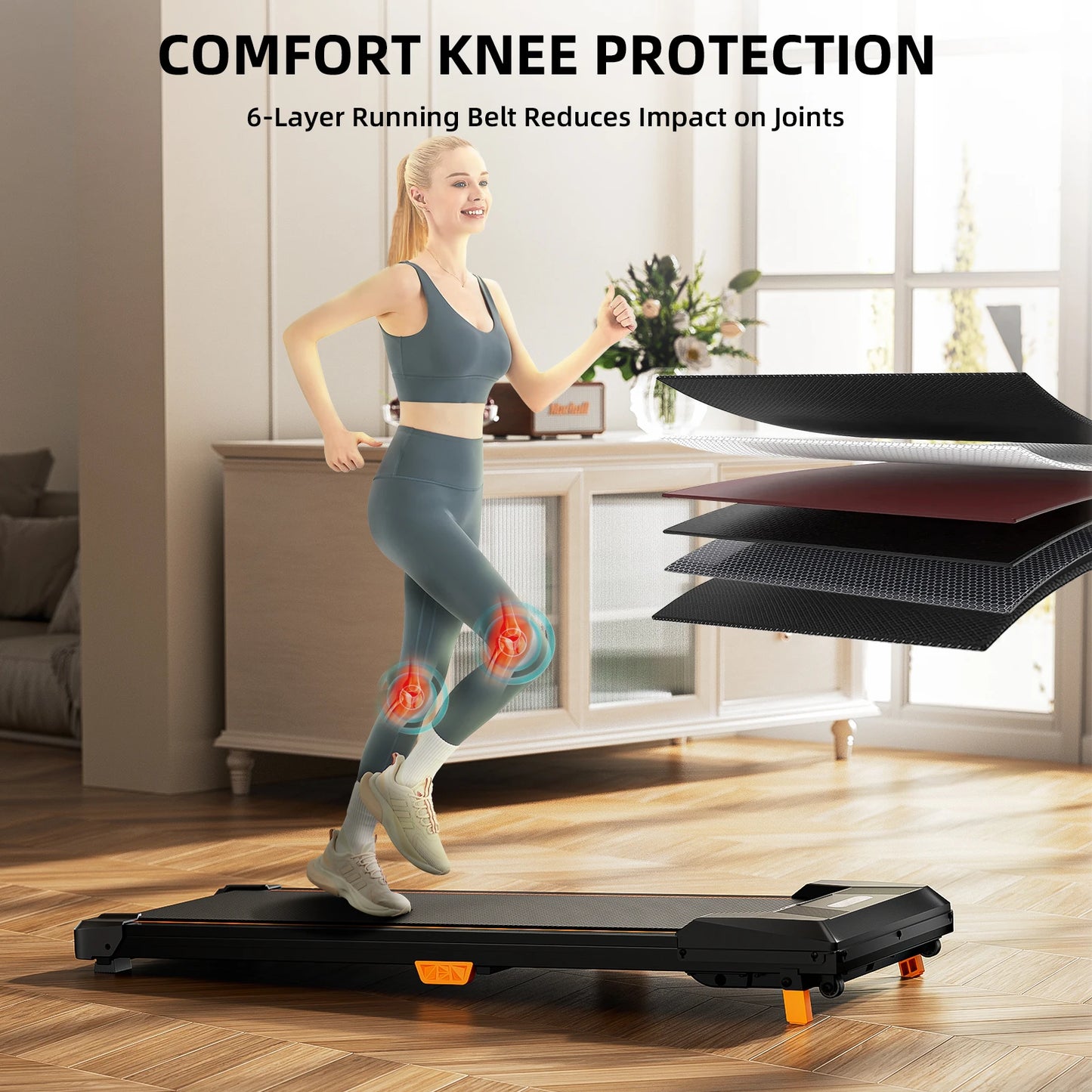 2.5HP Portable Treadmill Incline Walking Pad Treadmill 330lbs Capacity