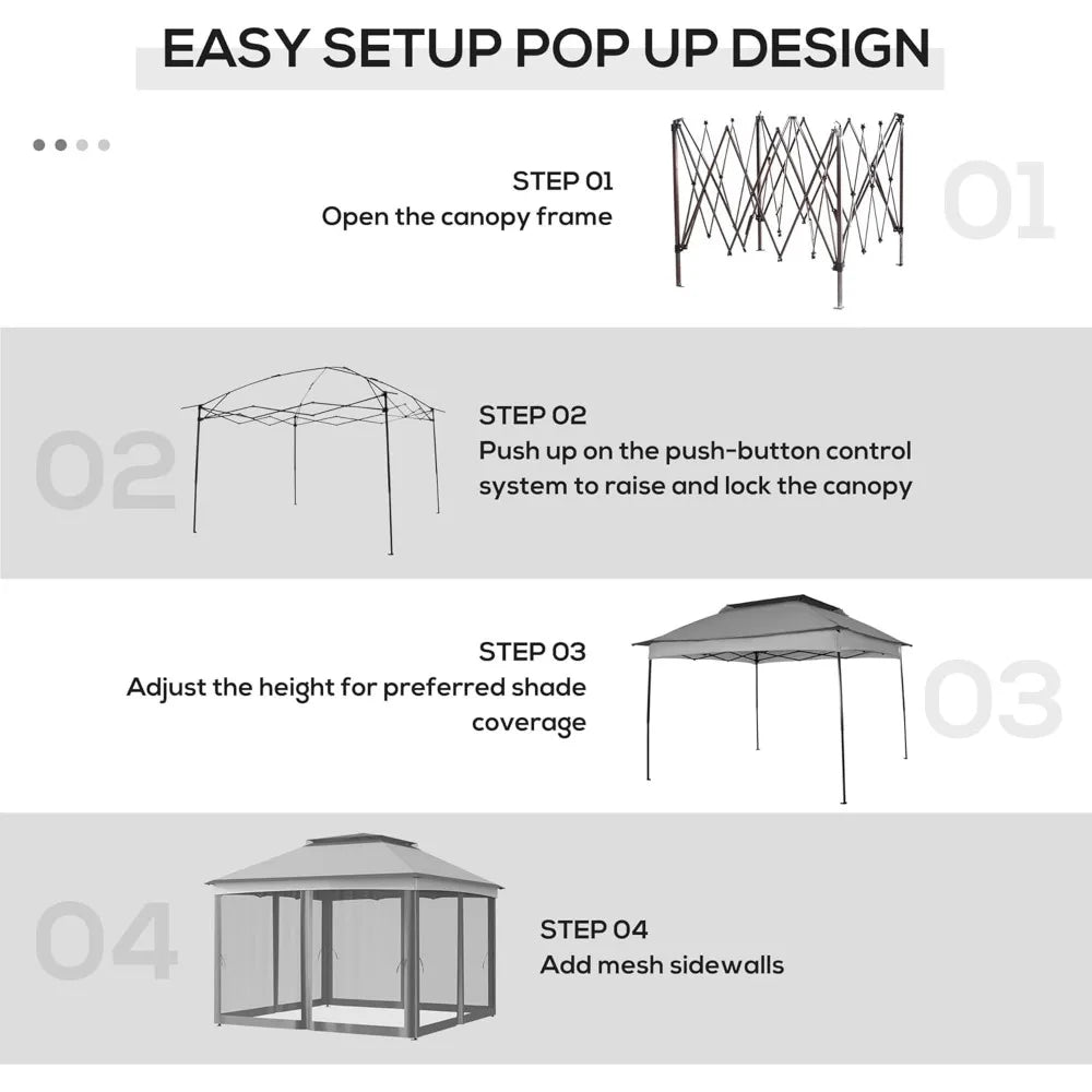 11' x 11'Outdoor Patio Gazebo Shelter with Removable Zipper Netting,