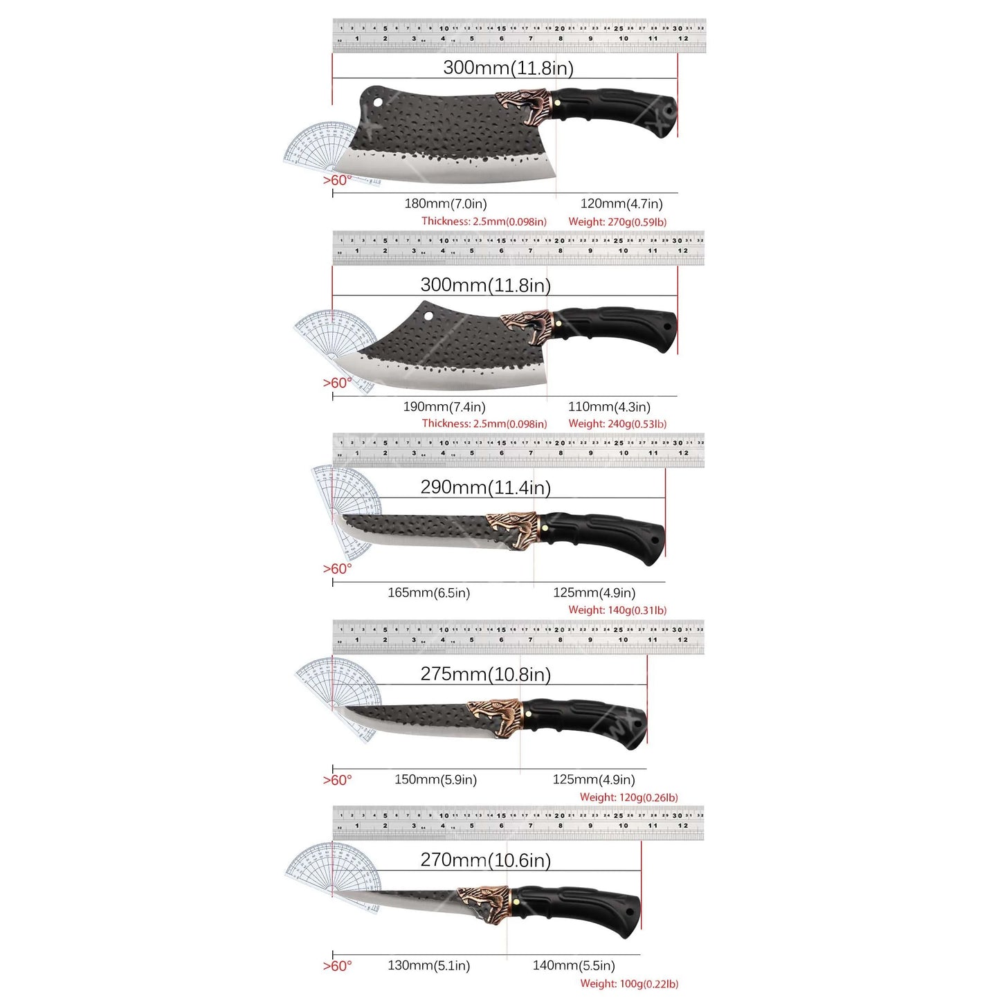 8PCS Stainless steel Professional Kitchen Chef Knife Set