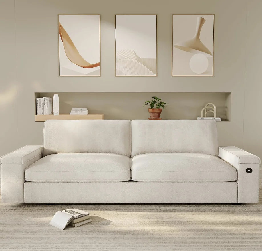Modern Sofas Oversized Loveseat Sofa with Storage and 2 USB Charging
