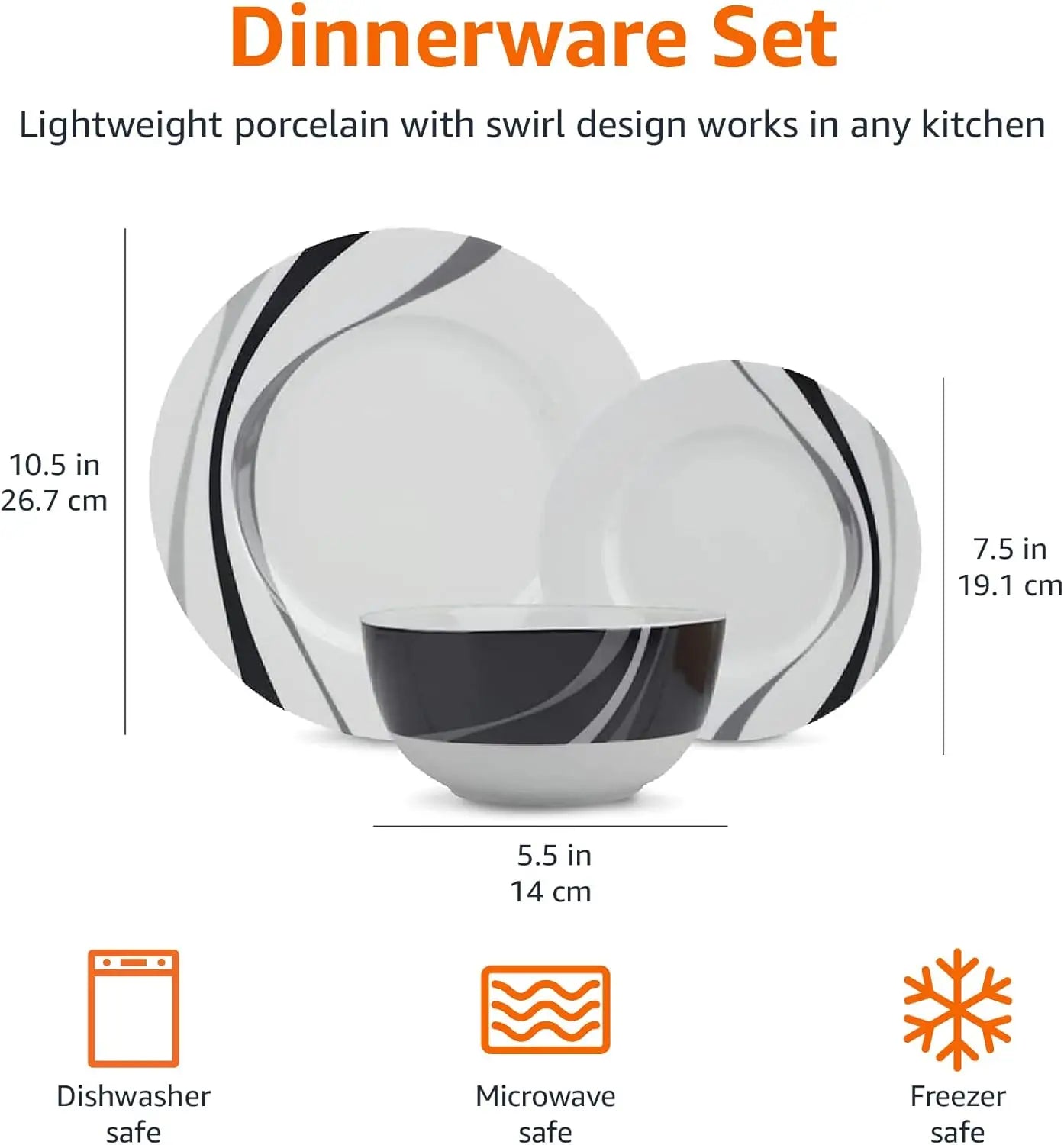 18-Piece Dinnerware Set, Microwave & Dishwasher Safe