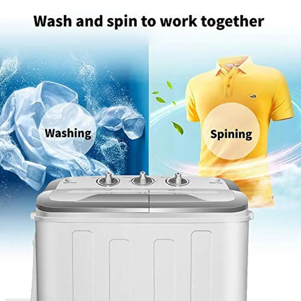 8lbs Washer 5lbs Spin Dryer Compact Mini Twin Tub Washing Machine