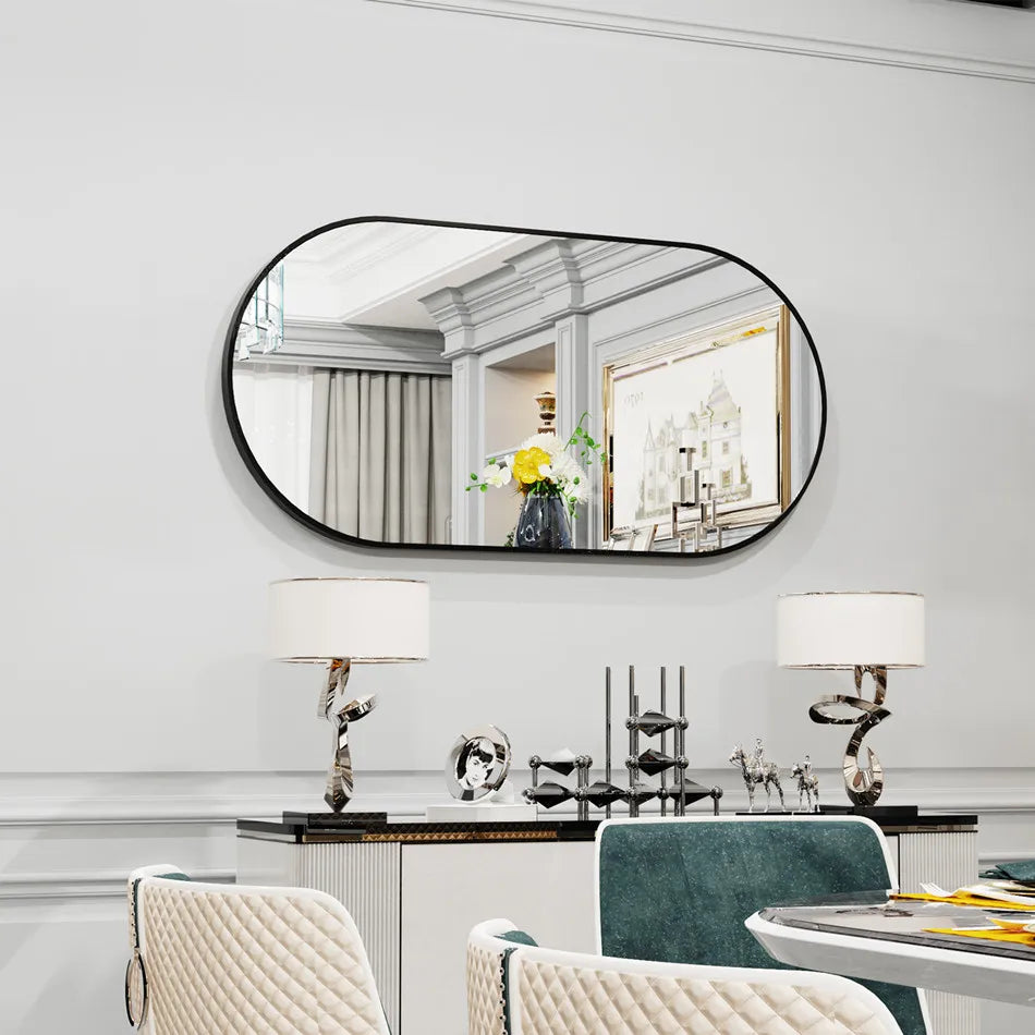 Black Framed Wall Bathroom Accent Vanity Mirror