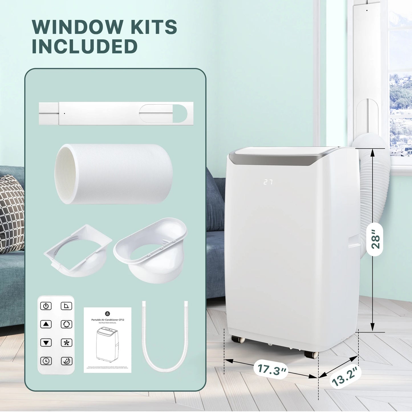 12000 BTU Portable Room Air Conditioners with Multi-Speed Fan
