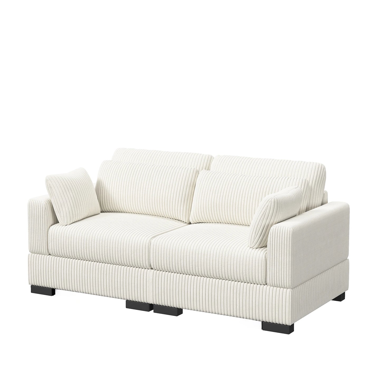 Upholstered Sofa Made of Corduroy Fabric with Removable Cushions