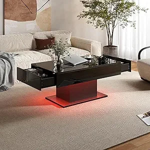 Modern High Glossy Wooden Coffee Tables with 16 Colors LED lights