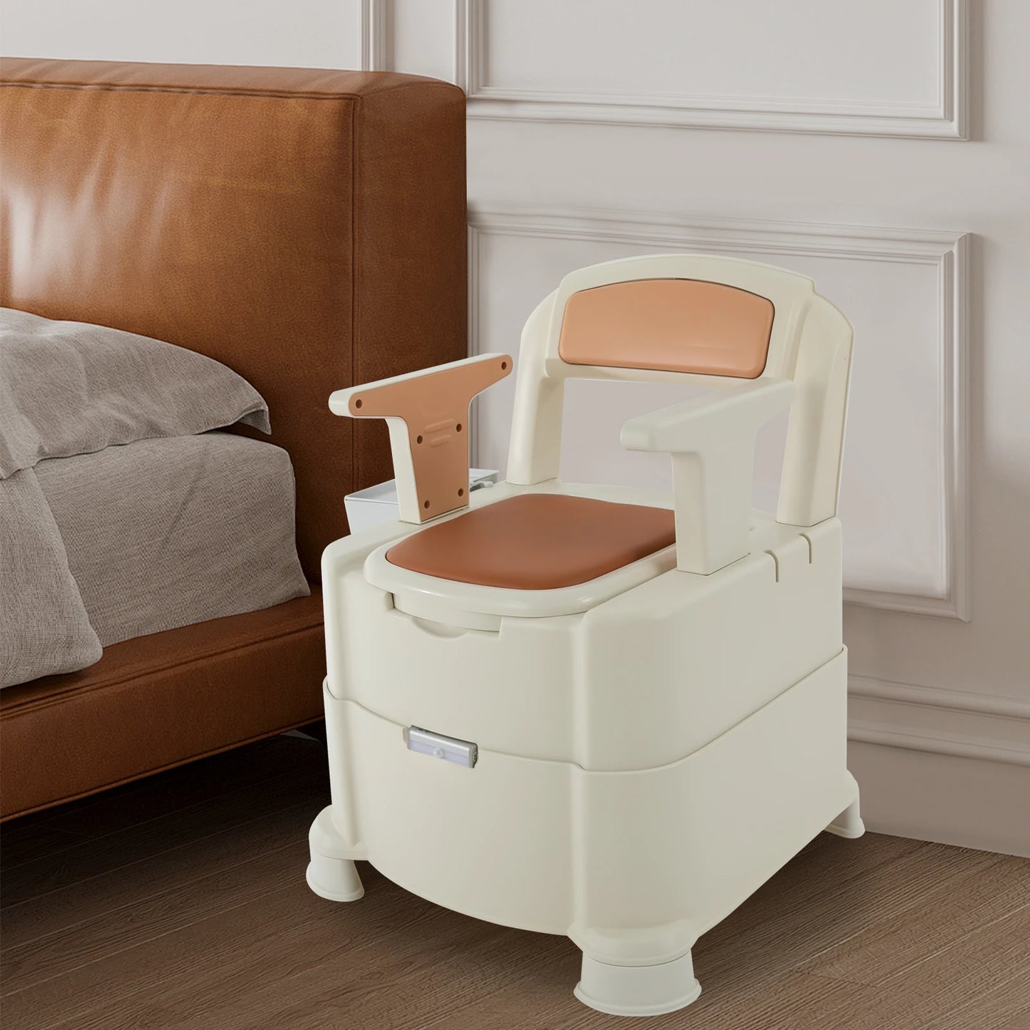 Bedside Commode Toilet with Sensor Night Light