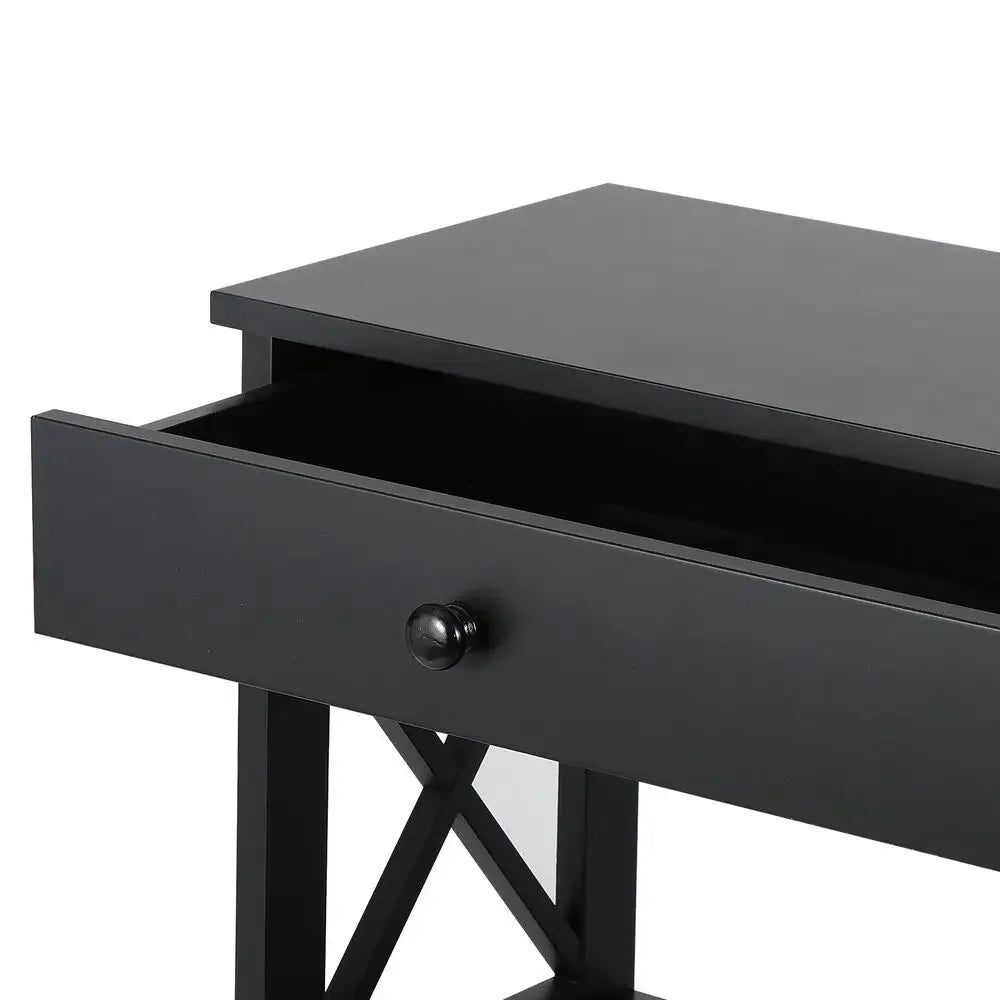 Console Table with Drawer Storage Shelf Black Sofa Table Hallway Furniture