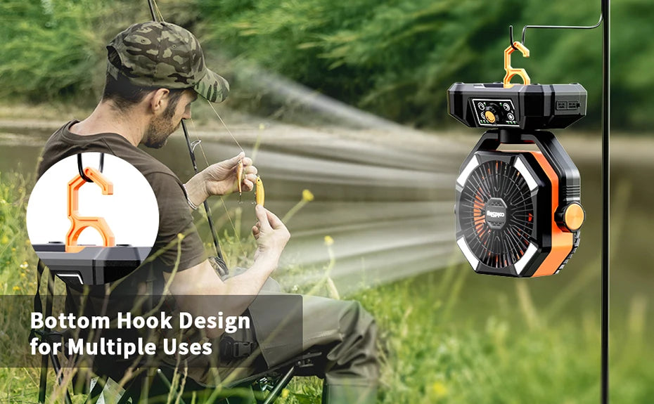 20000mAh Battery Camping Fan with 4 LED Lantern 8 Speeds