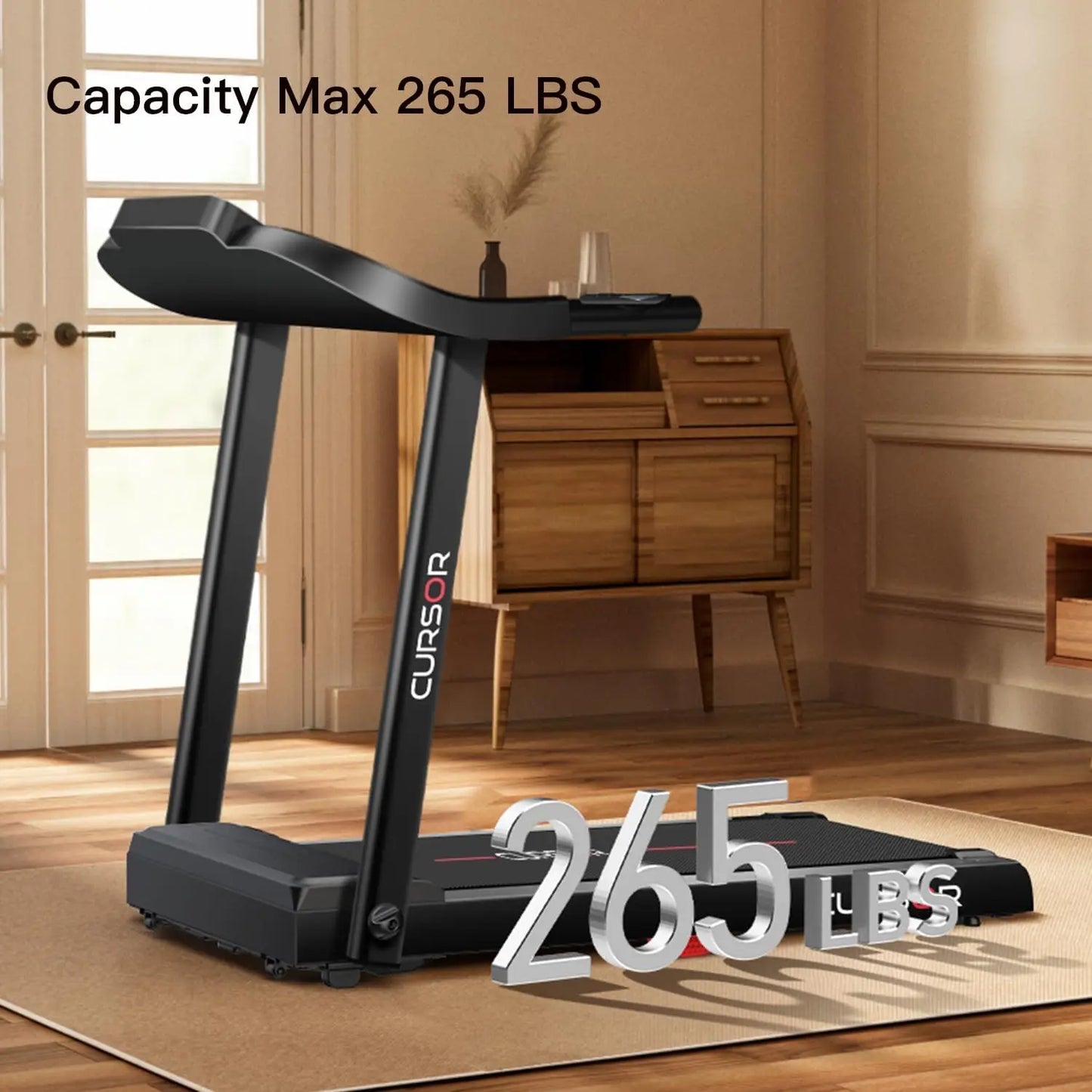 2.5 HP Quite Brushless, Folding Treadmill with Pulse Sensors