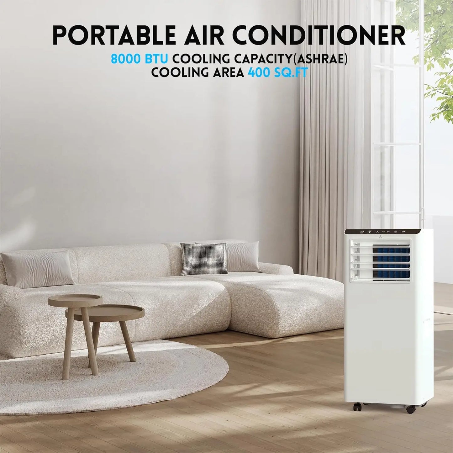 8500 BTU Portable Air Conditioner with LCD Display Remote Control