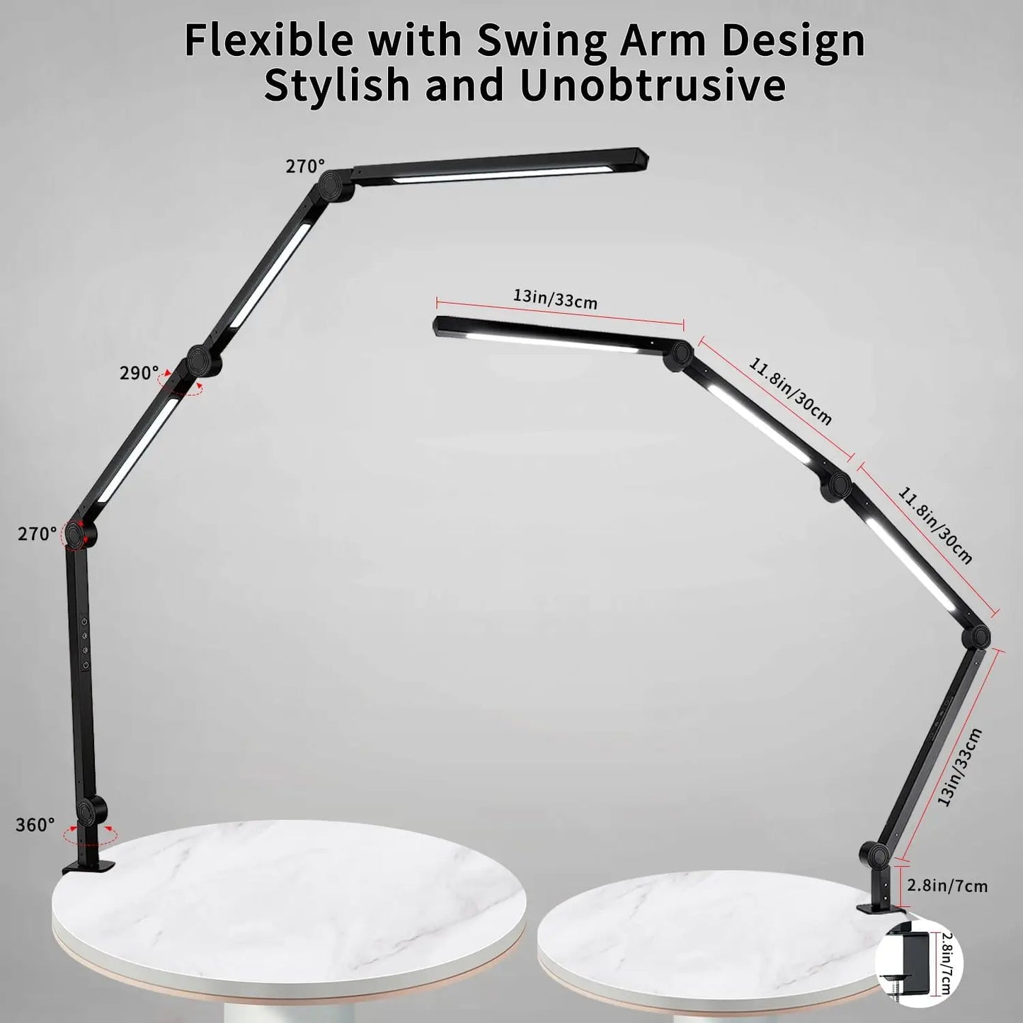 LED Desk Lamp with Clamp with Three light sources