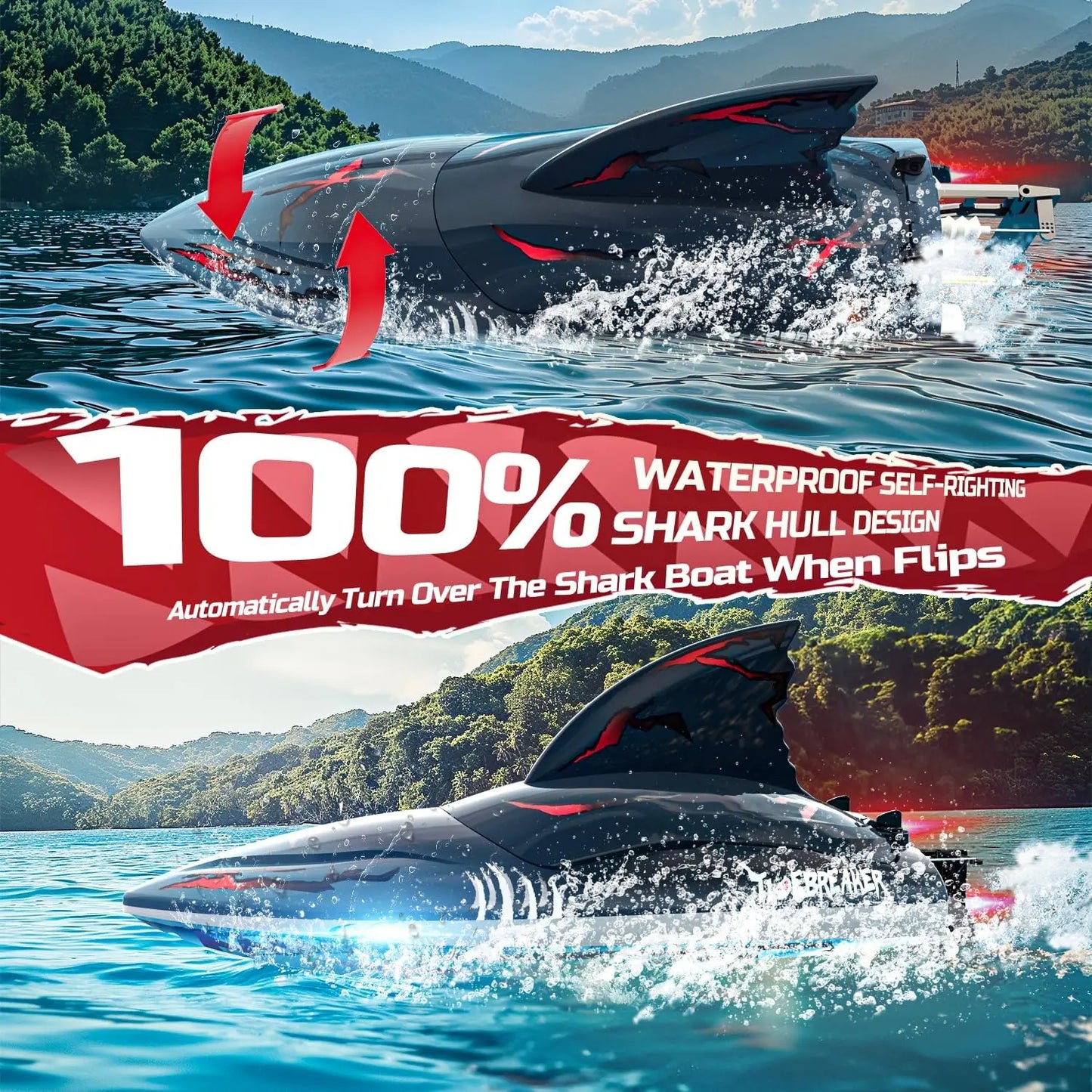 RC Shark Boat DE 2104 SHARK 48+ km/h Self-Rising
