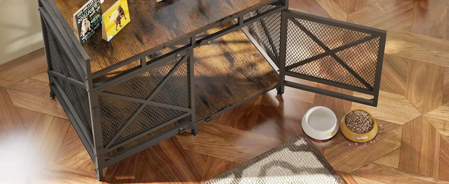 Heavy Duty Dogs Furniture Indoor Wire Dog Cage with Caster Wheels
