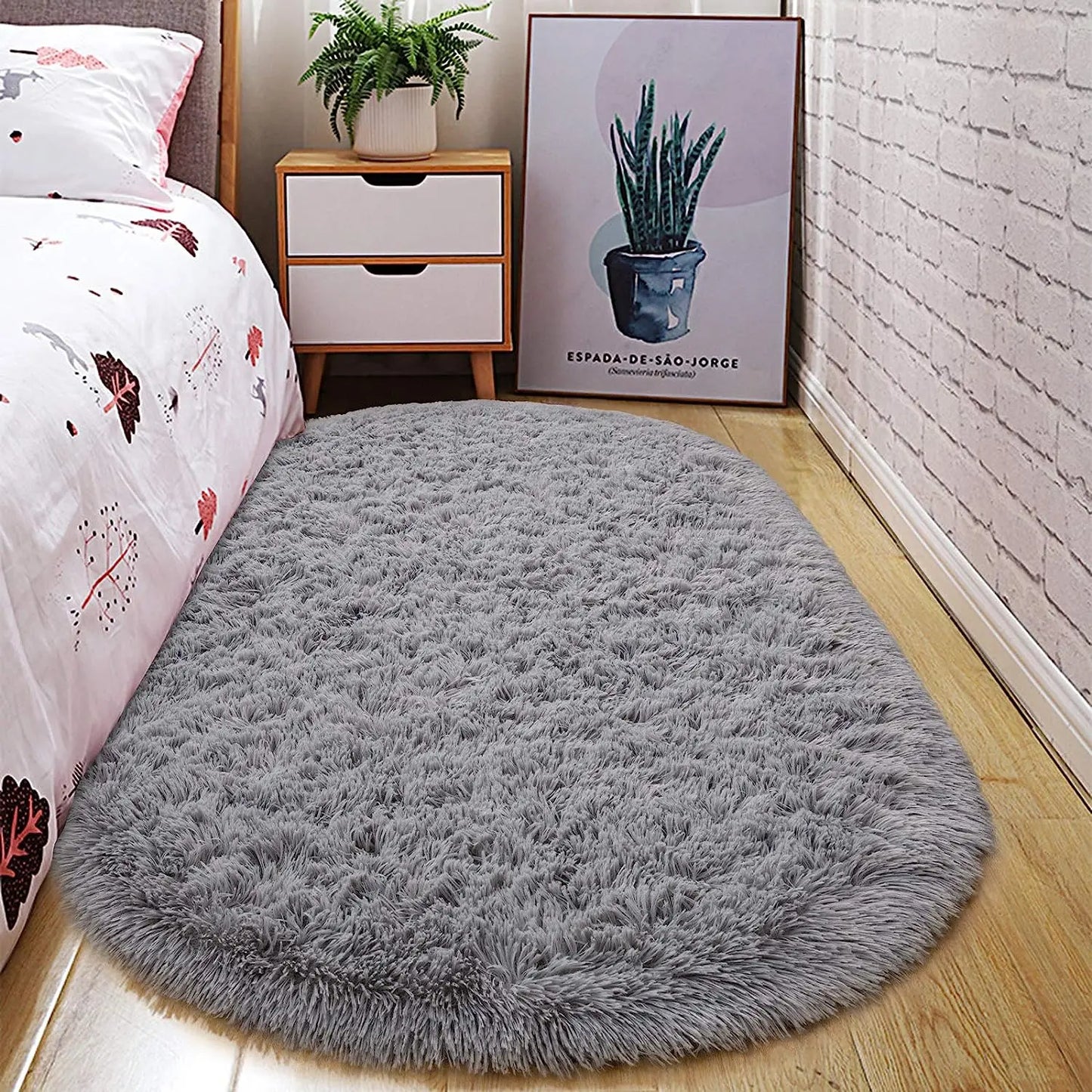 2.6 x 5.3ft Oval Fluffy Ultra Soft Area Rugs