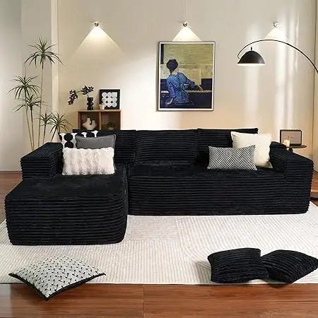 104" Cloud Sectional Couch with L-Shape Chaise and Deep Seating