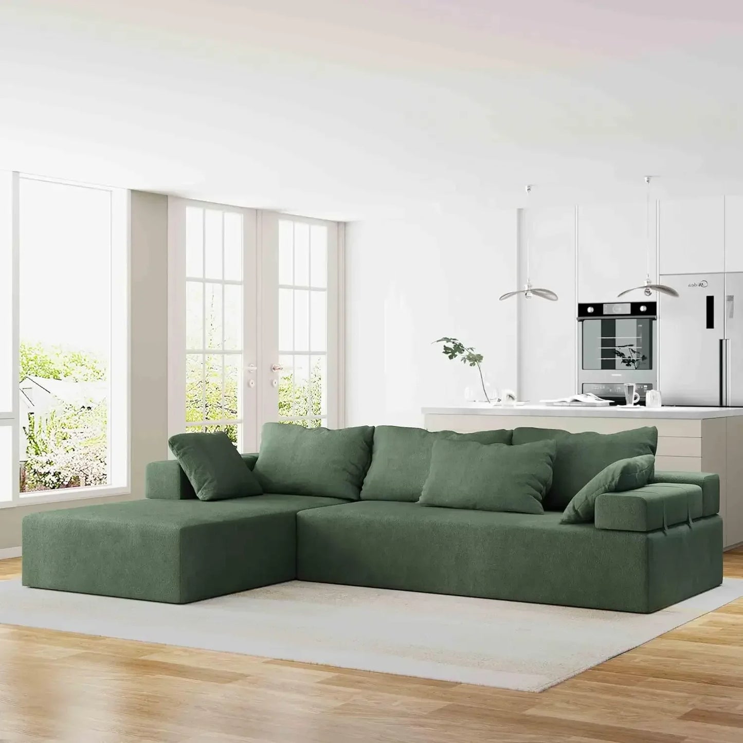 Modern L-Shape Sectional Upholstery Sofa with Comfy Deep Seating
