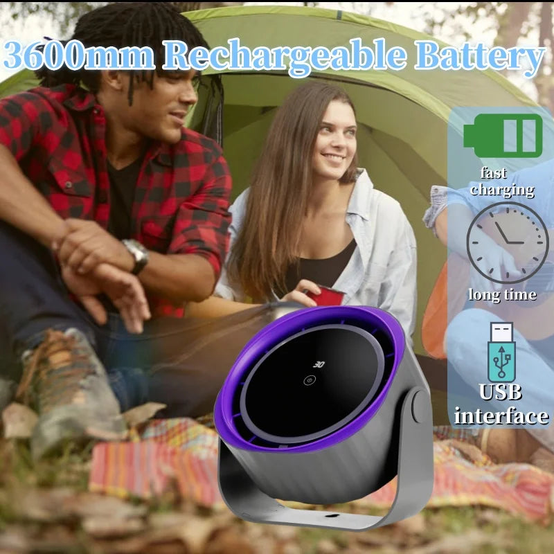 Portable Clip & Desktop Fan, Touch Screen 360° Adjustable