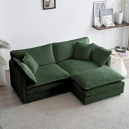 76.7" Convertible Modern L Shaped Sofa Set with Ottoman