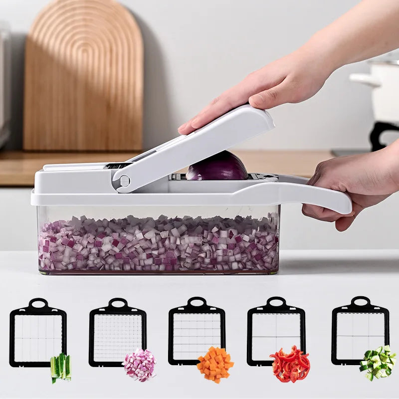 26-piece multifunctional vegetable slicer, kitchen cutting utensil and onion slicer
