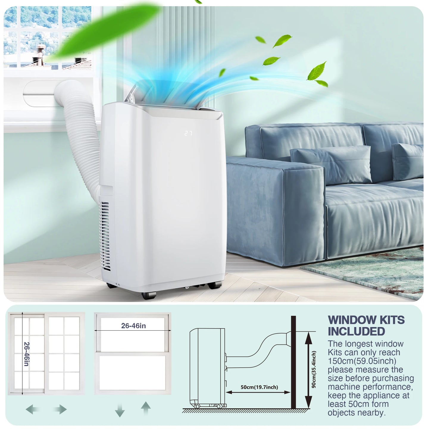 12000 BTU Portable Room Air Conditioners with Multi-Speed Fan