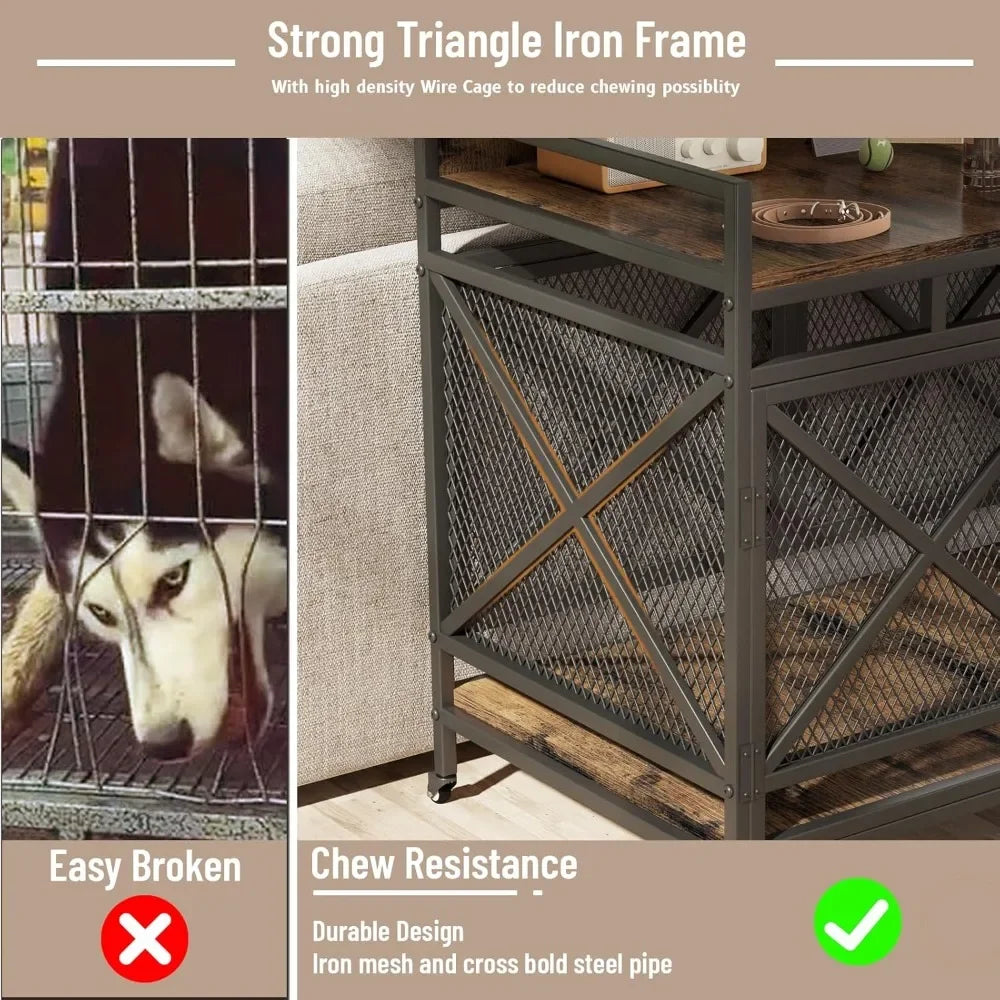 Heavy Duty Dogs Furniture Indoor Wire Dog Cage with Caster Wheels