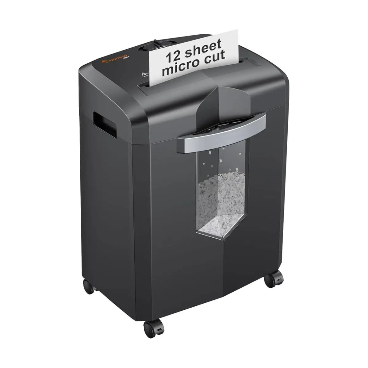 12-Sheet Micro Cut Paper Shredder with Pullout Wastebin.