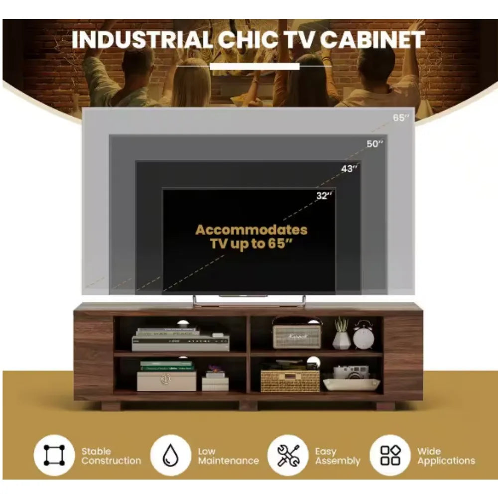 59 in. Wood TV Stand Console Storage Entertainment Media Center