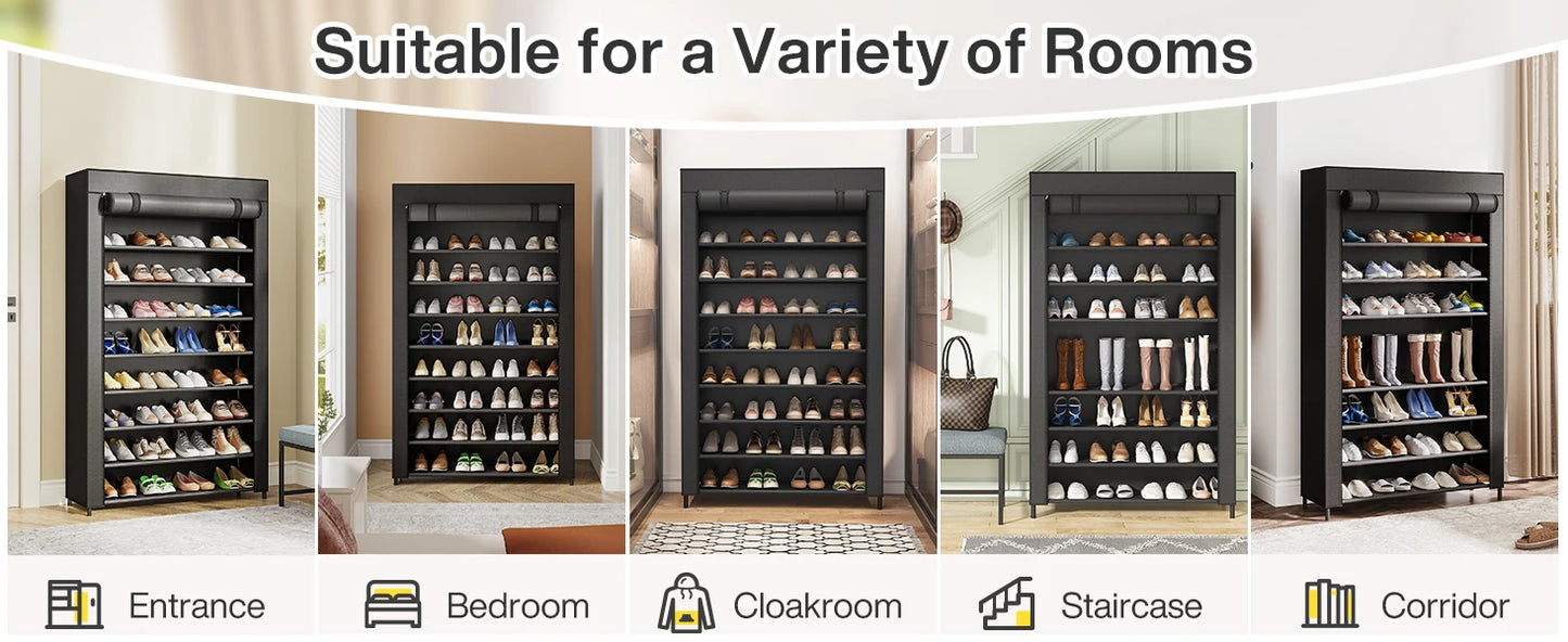 10 Tier Shoes Rack Organizer with Cover