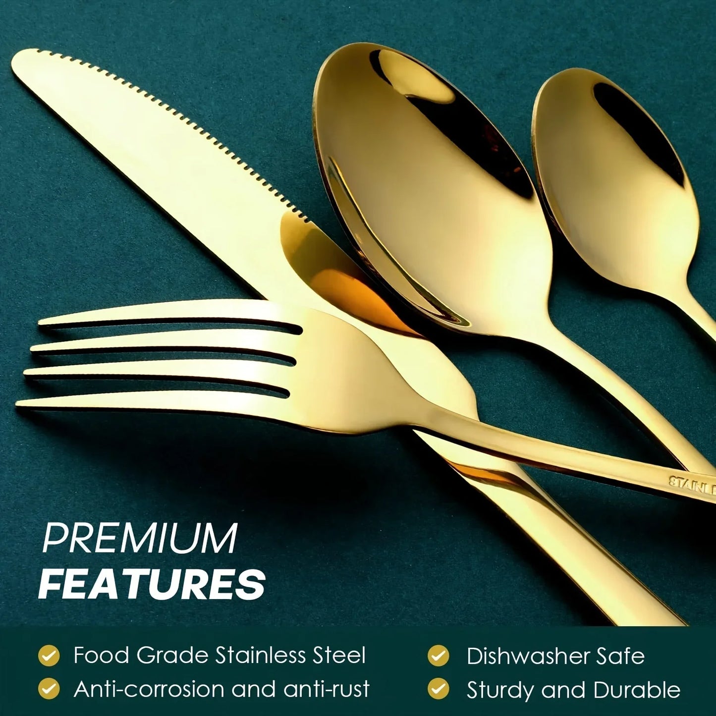 24pcs Elegant Stainless Steel Black Flatware Set.
