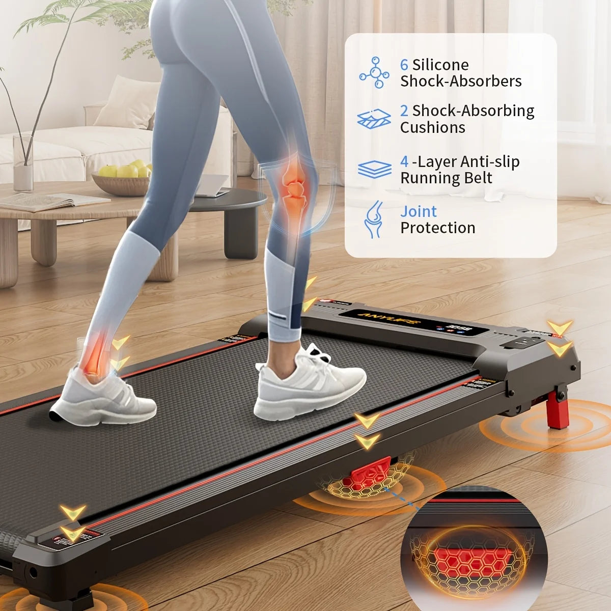 Under Desk Treadmill, Incline Walking Pad Treadmill 330lbs Capacity